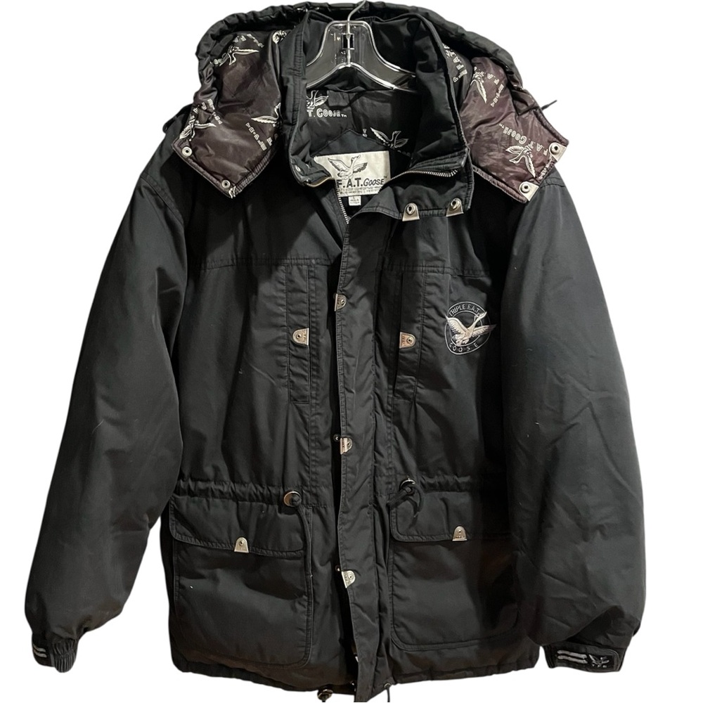 Triple F.A.T Goose Down Parka Winter Coat,  Black Size L Adult Men Unisex